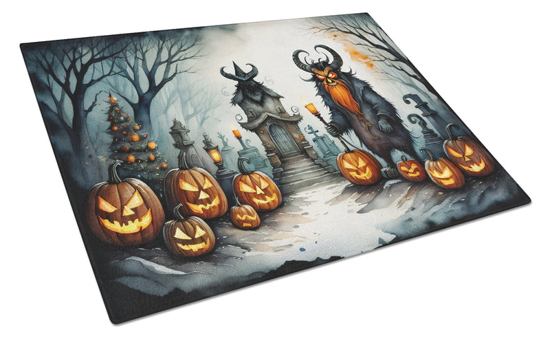 Krampus The Christmas Demon Spooky Halloween Glass Cutting Board Large