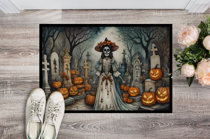 La Catrina Skeleton Spooky Halloween Indoor or Outdoor Mat 24x36