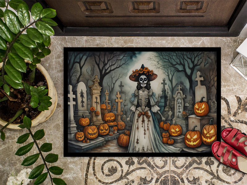 La Catrina Skeleton Spooky Halloween Indoor or Outdoor Mat 24x36