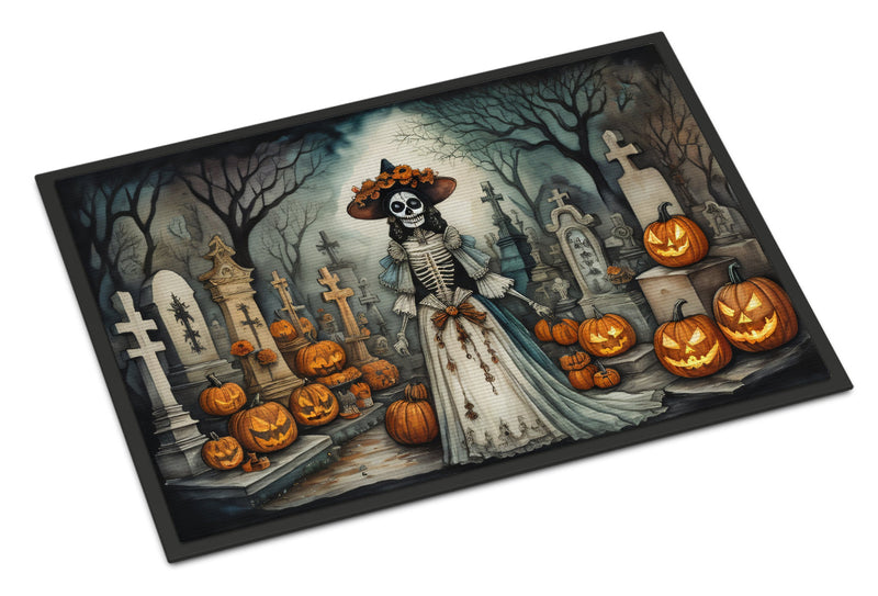 La Catrina Skeleton Spooky Halloween Indoor or Outdoor Mat 24x36