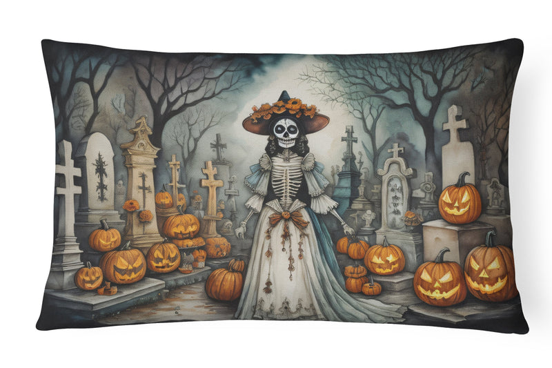 La Catrina Skeleton Spooky Halloween Fabric Decorative Pillow