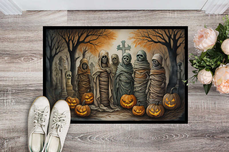 Mummies Spooky Halloween Indoor or Outdoor Mat 24x36