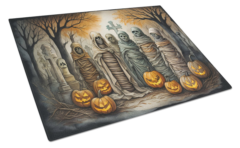Mummies Spooky Halloween Glass Cutting Boards – Durable, Decorative Kitchen Art Large