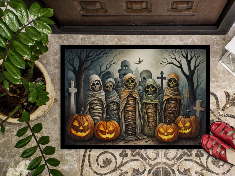 Mummies Spooky Halloween Indoor or Outdoor Mat 24x36