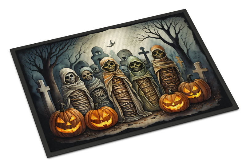 Mummies Spooky Halloween Indoor or Outdoor Mat 24x36