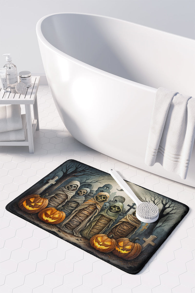 Mummies Spooky Halloween Memory Foam Kitchen Mat