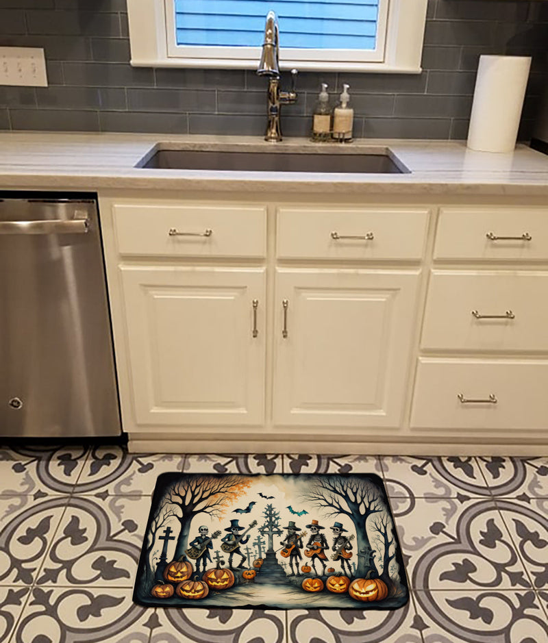 Mariachi Skeleton Band Spooky Halloween Memory Foam Kitchen Mat