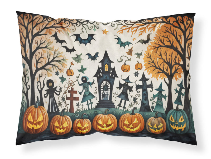 Papel Picado Skeletons Spooky Halloween Fabric Standard Pillowcase – Artistic Decorative Front, White Back