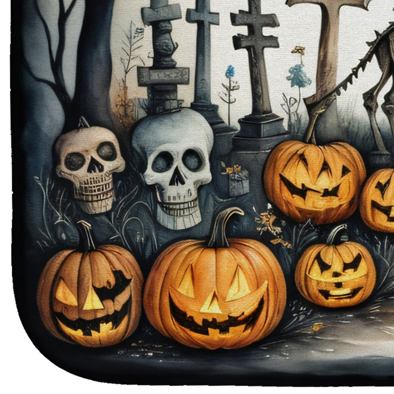 Pet Cemetery Spooky Halloween Dish Drying Mat