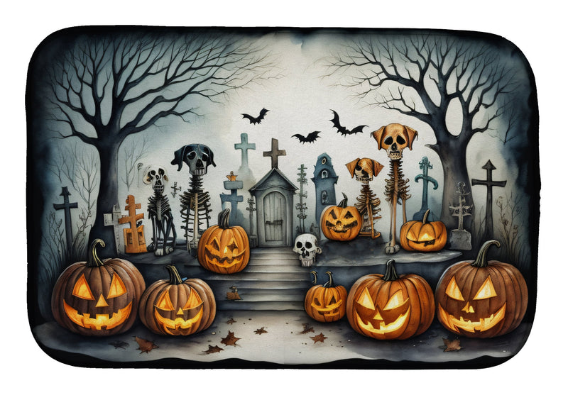 Pet Cemetery Spooky Halloween Dish Drying Mat