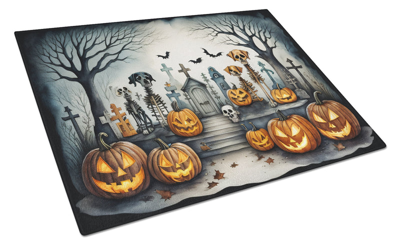 Pet Cemetery Spooky Halloween Glass Cutting Board Large