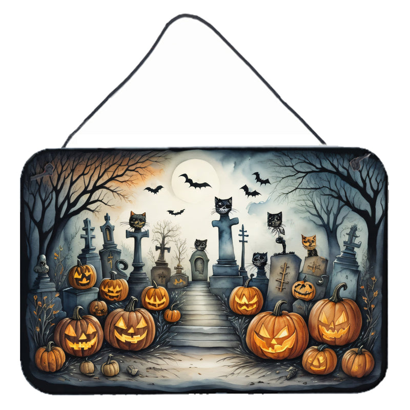 Cat Cemetery Spooky Halloween Wall or Door Hanging Prints