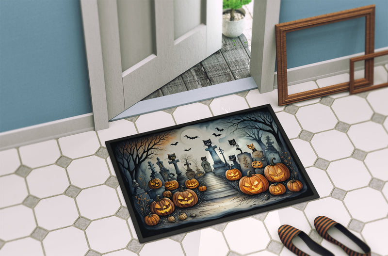 Cat Cemetery Spooky Halloween Indoor or Outdoor Mat 24x36