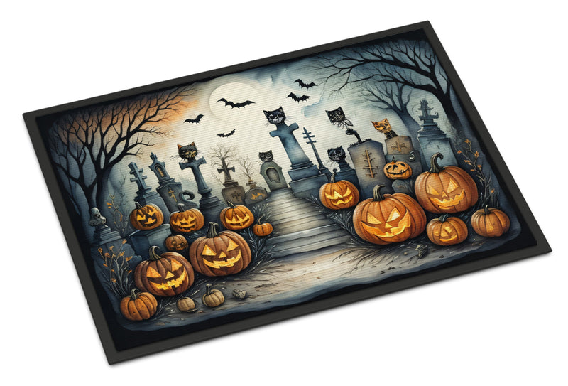 Cat Cemetery Spooky Halloween Indoor or Outdoor Mat 24x36