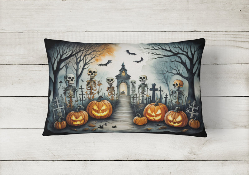 Skeleton Spooky Halloween Fabric Decorative Pillow