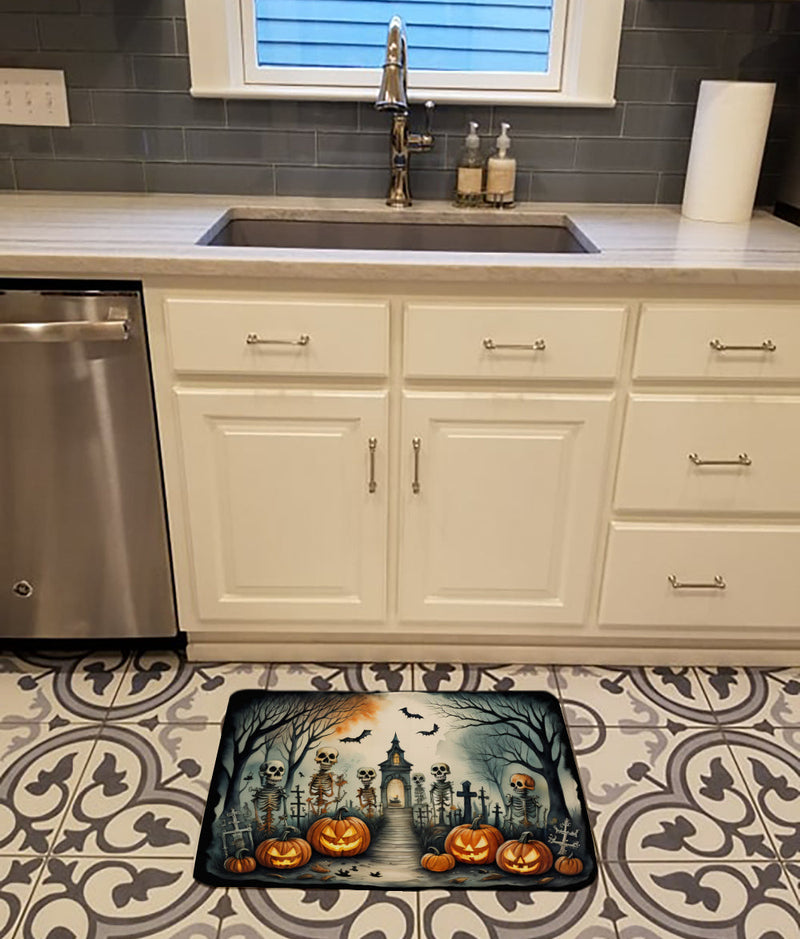 Skeleton Spooky Halloween Memory Foam Kitchen Mat