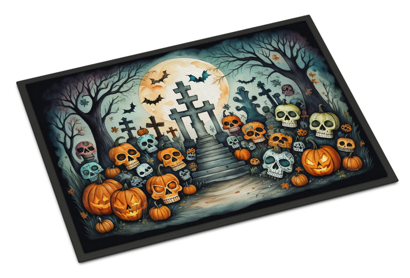 Calaveras Sugar Skulls Spooky Halloween Indoor or Outdoor Mat 24x36