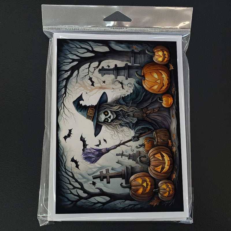 Witch Spooky Halloween Greeting Cards and Envelopes Pack of 8