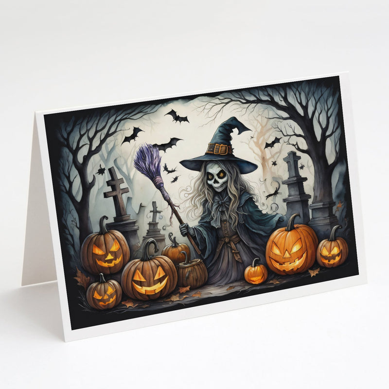 Witch Spooky Halloween Greeting Cards and Envelopes Pack of 8