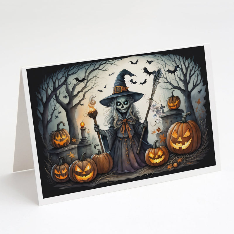 Witch Spooky Halloween Greeting Cards and Envelopes Pack of 8