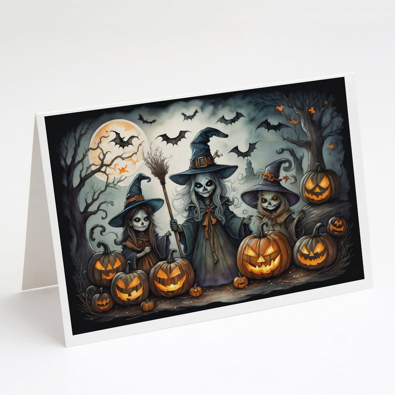 Witches Spooky Halloween Greeting Cards and Envelopes Pack of 8