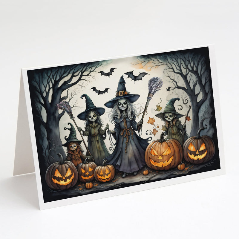 Witches Spooky Halloween Greeting Cards and Envelopes Pack of 8