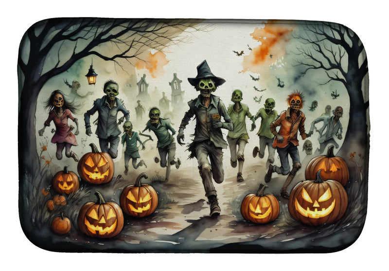 Zombies Spooky Halloween Dish Drying Mat