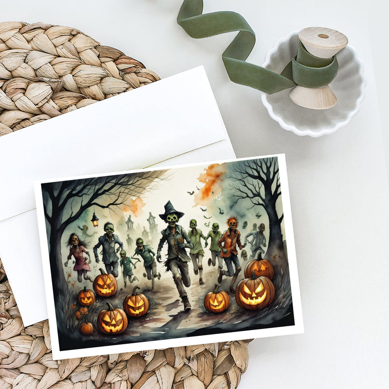 Zombies Spooky Halloween Greeting Cards and Envelopes Pack of 8