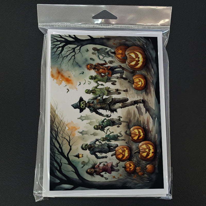 Zombies Spooky Halloween Greeting Cards and Envelopes Pack of 8