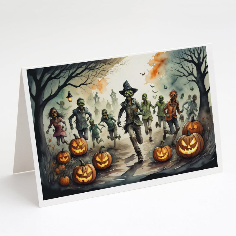 Zombies Spooky Halloween Greeting Cards and Envelopes Pack of 8