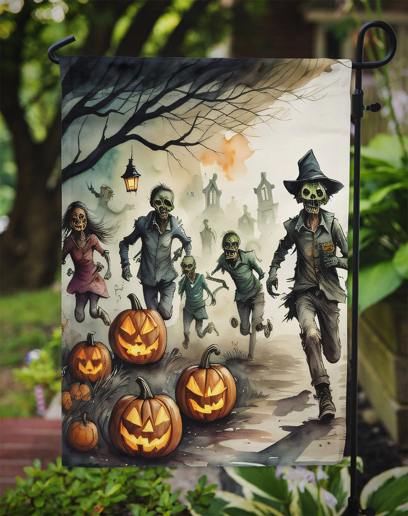 Zombies Spooky Halloween Garden Flag