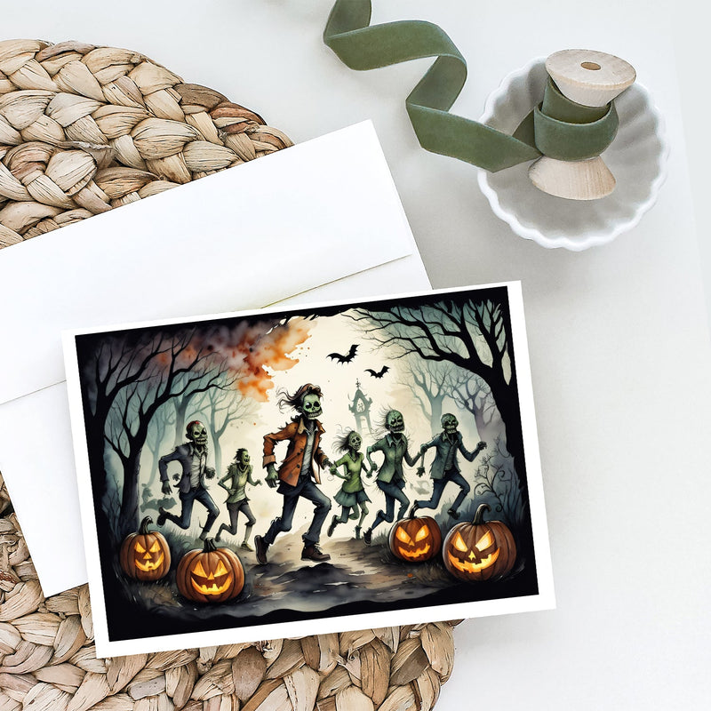 Zombies Spooky Halloween Greeting Cards and Envelopes Pack of 8