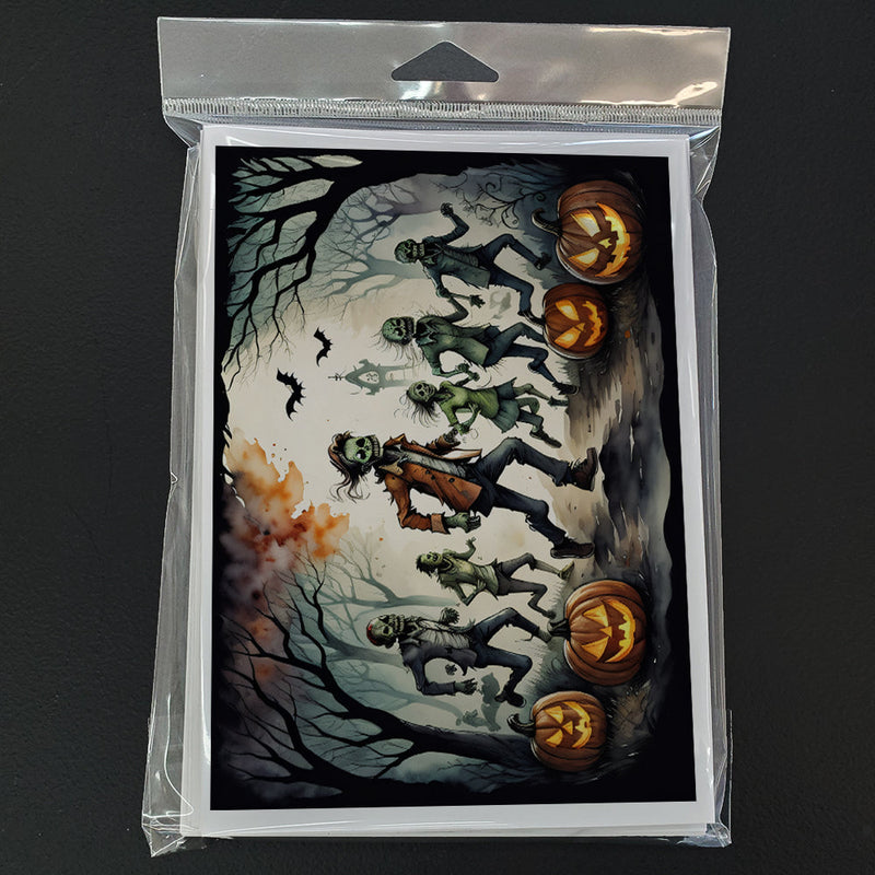 Zombies Spooky Halloween Greeting Cards and Envelopes Pack of 8