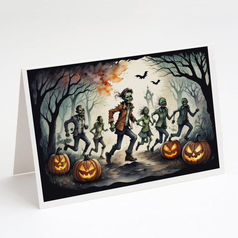 Zombies Spooky Halloween Greeting Cards and Envelopes Pack of 8