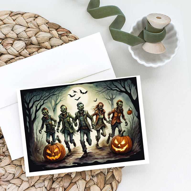 Zombies Spooky Halloween Greeting Cards and Envelopes Pack of 8