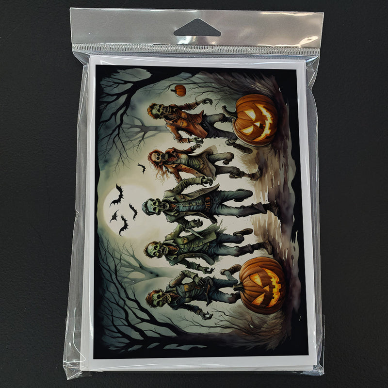 Zombies Spooky Halloween Greeting Cards and Envelopes Pack of 8