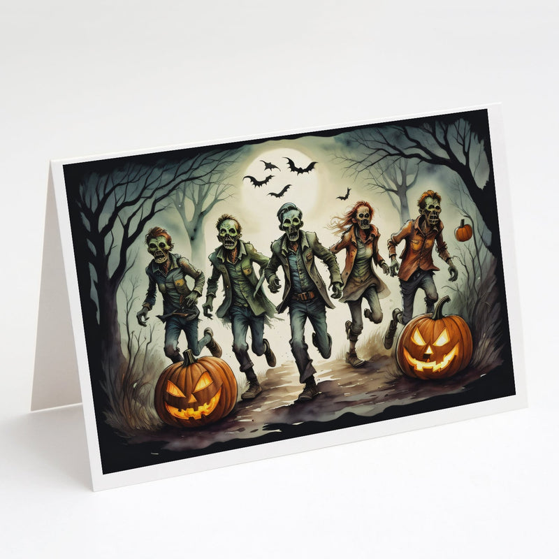 Zombies Spooky Halloween Greeting Cards and Envelopes Pack of 8