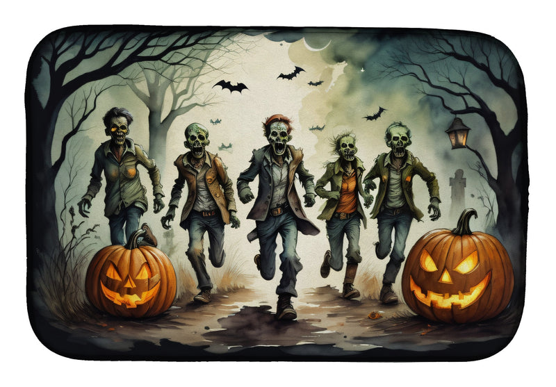 Zombies Spooky Halloween Dish Drying Mat