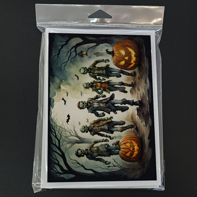 Zombies Spooky Halloween Greeting Cards and Envelopes Pack of 8