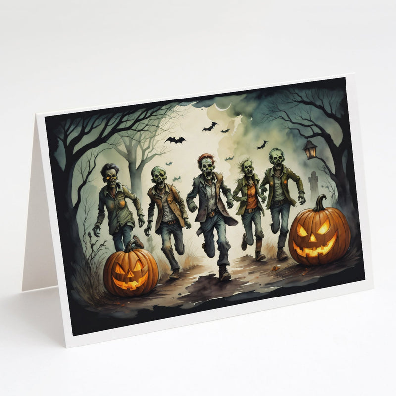 Zombies Spooky Halloween Greeting Cards and Envelopes Pack of 8