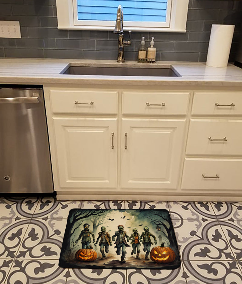 Zombies Spooky Halloween Memory Foam Kitchen Mat