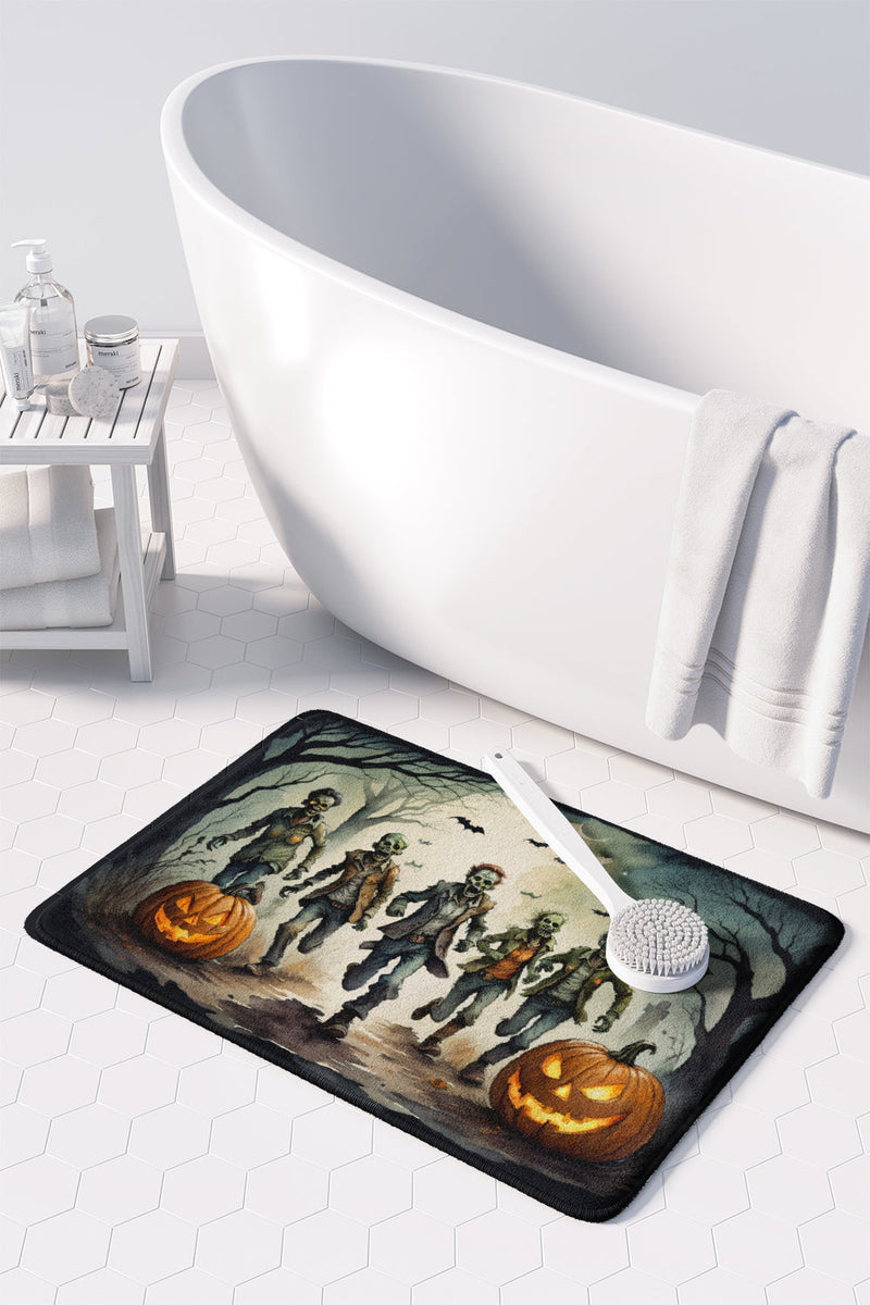 Zombies Spooky Halloween Memory Foam Kitchen Mat