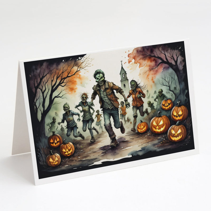 Zombies Spooky Halloween Greeting Cards and Envelopes Pack of 8