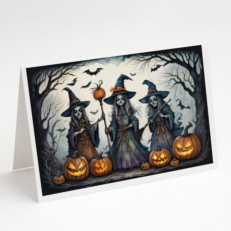 Witches Spooky Halloween Greeting Cards and Envelopes Pack of 8