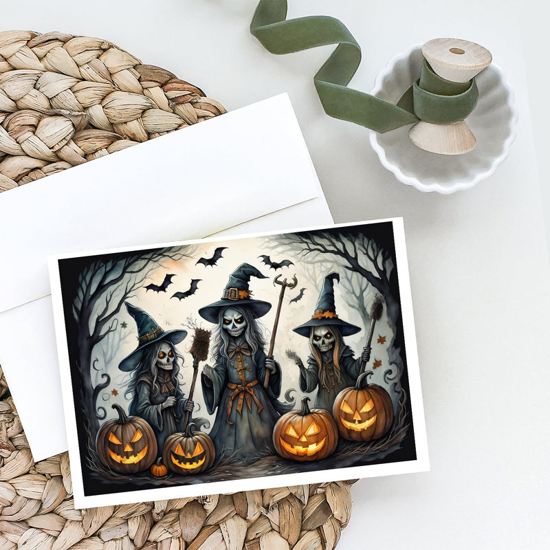 Witches Spooky Halloween Greeting Cards and Envelopes Pack of 8