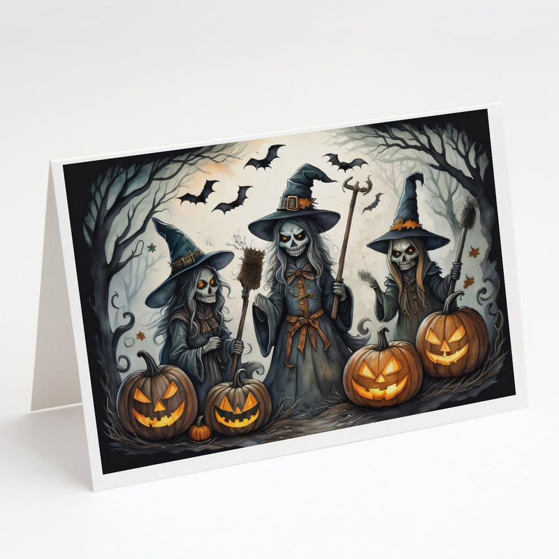 Witches Spooky Halloween Greeting Cards and Envelopes Pack of 8