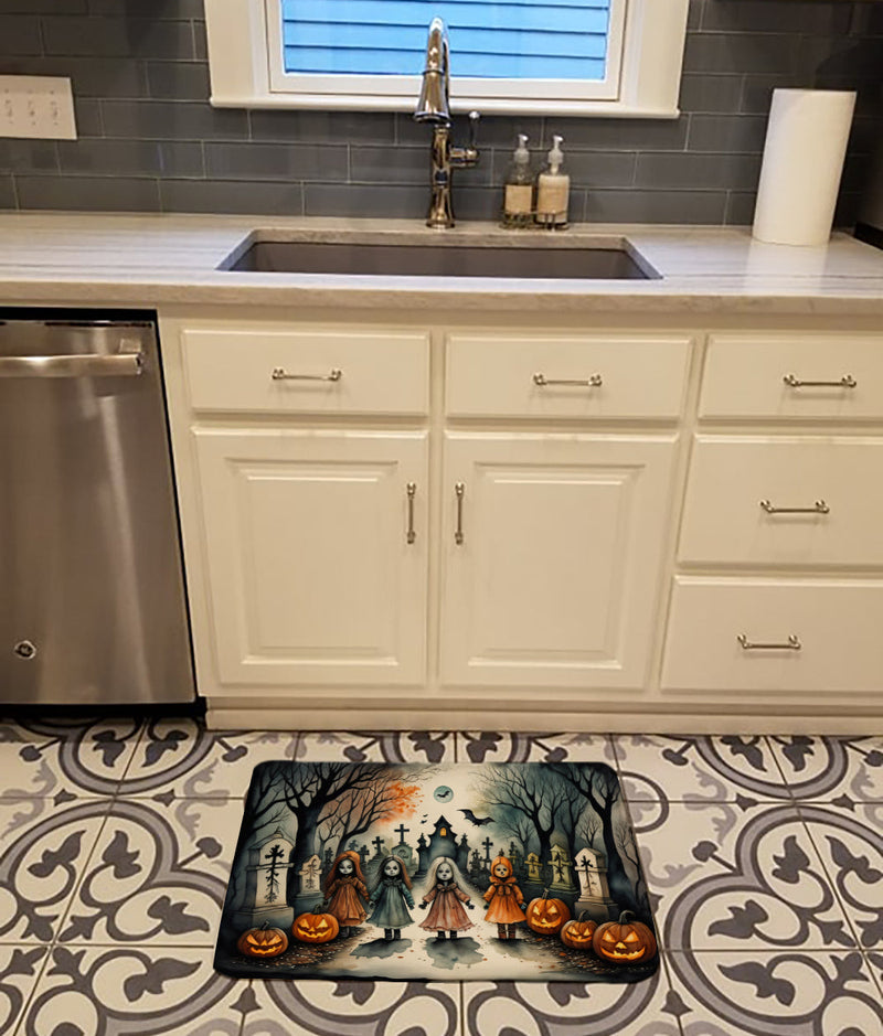 Creepy Dolls Spooky Halloween Memory Foam Kitchen Mat