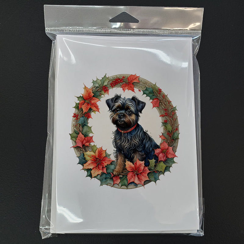 Affenpinscher Christmas Flowers Greeting Cards Pack of 8