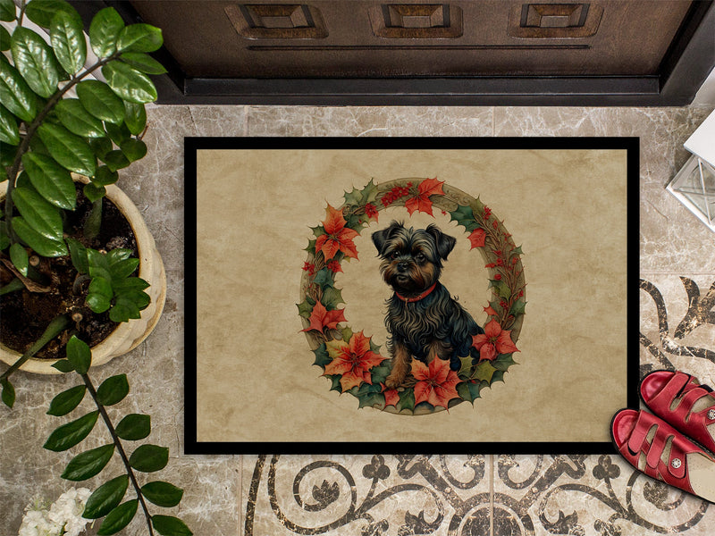 Affenpinscher Christmas Flowers Doormat