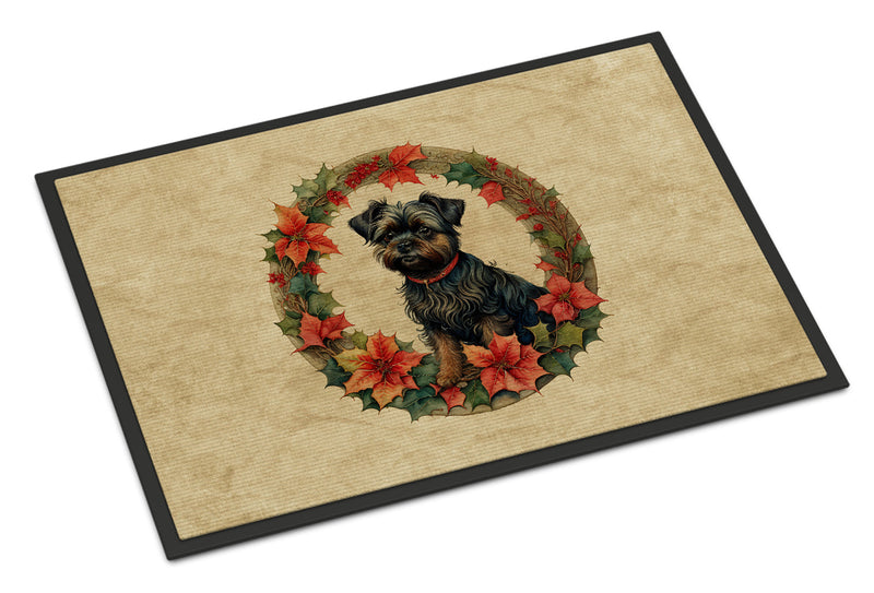 Affenpinscher Christmas Flowers Doormat